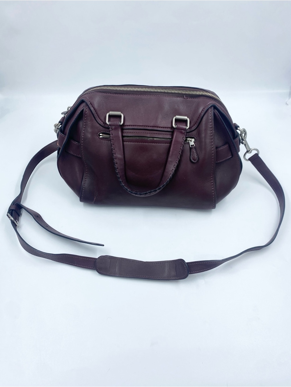 Coach Ace Glovetanned Leather Satchel Oxblood Maroon Purse Shoulder Handbag - Picture 6 of 14